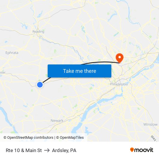 Rte 10 & Main St to Ardsley, PA map