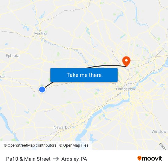 Pa10 & Main Street to Ardsley, PA map