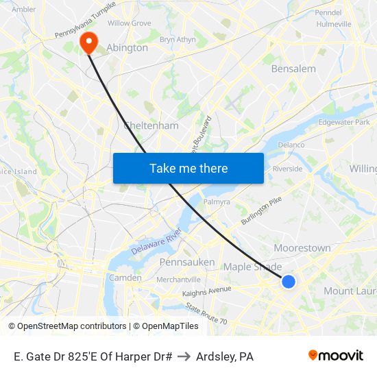 E. Gate Dr 825'E Of Harper Dr# to Ardsley, PA map