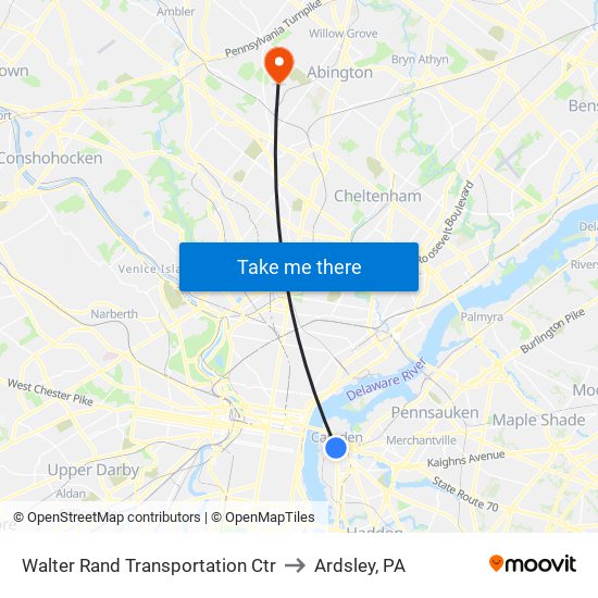 Walter Rand Transportation Ctr to Ardsley, PA map