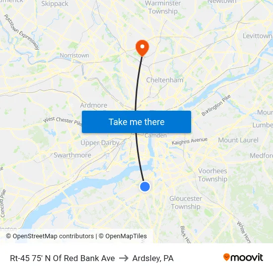 Rt-45 75' N Of Red Bank Ave to Ardsley, PA map