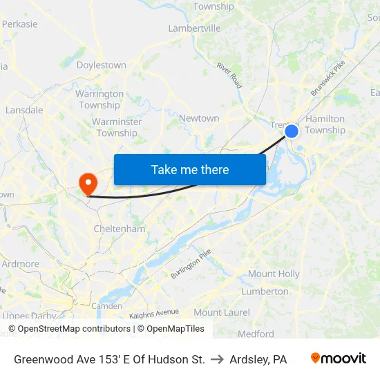 Greenwood Ave 153' E Of Hudson St. to Ardsley, PA map