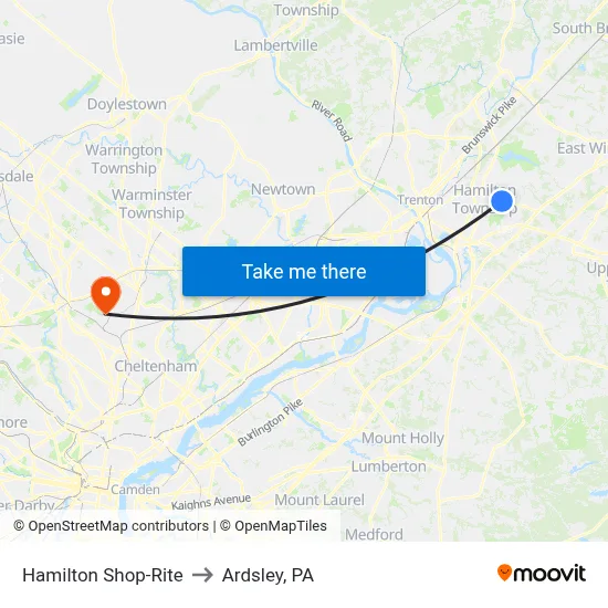 Hamilton Shop-Rite to Ardsley, PA map