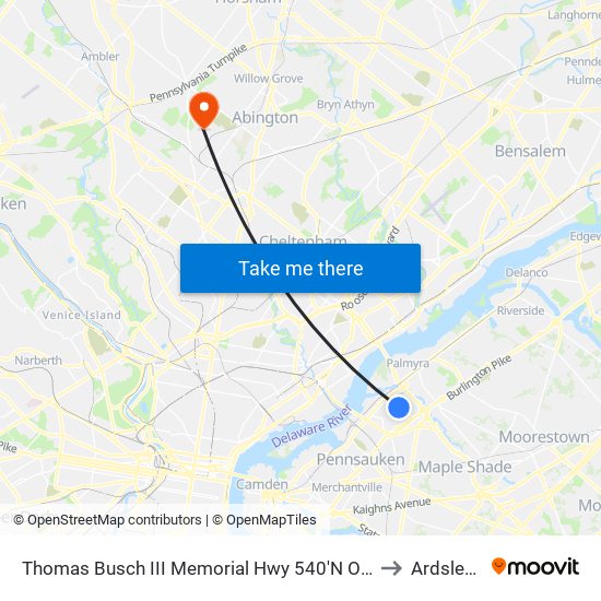 Thomas Busch III Memorial Hwy 540'N Of National H# to Ardsley, PA map