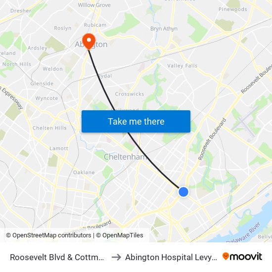 Roosevelt Blvd & Cottman Av - FS to Abington Hospital Levy Building map