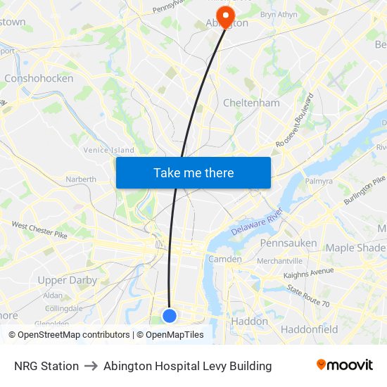 NRG Station to Abington Hospital Levy Building map