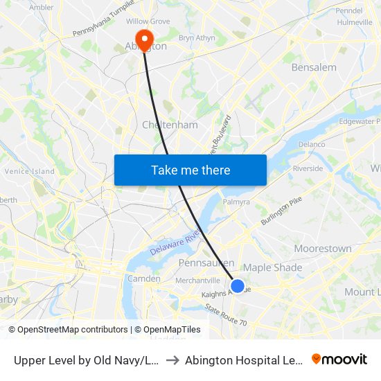 Upper Level by Old Navy/Lens Crafters to Abington Hospital Levy Building map