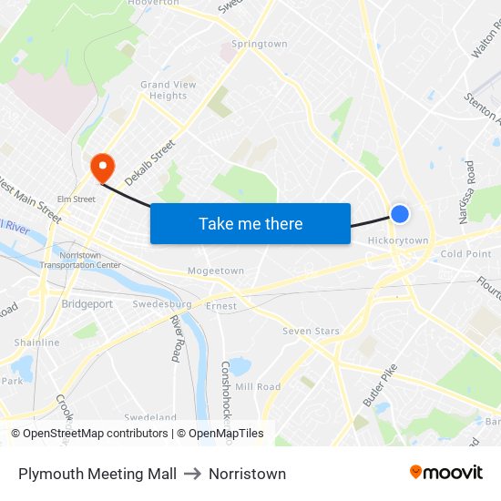 Plymouth Meeting Mall to Norristown map