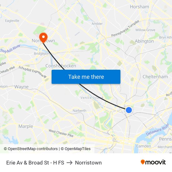 Erie Av & Broad St - H FS to Norristown map