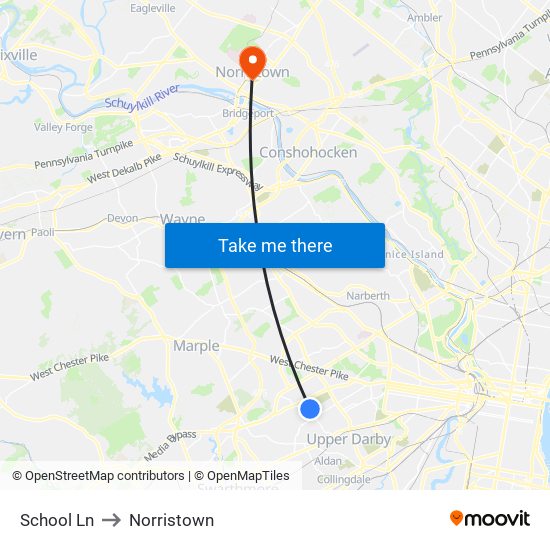 School Ln to Norristown map