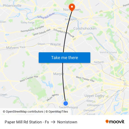 Paper Mill Rd Station - Fs to Norristown map