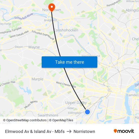 Elmwood Av & Island Av - Mbfs to Norristown map