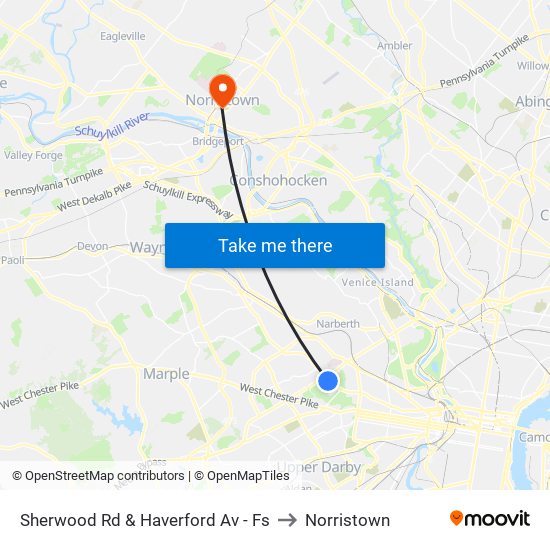 Sherwood Rd & Haverford Av - Fs to Norristown map
