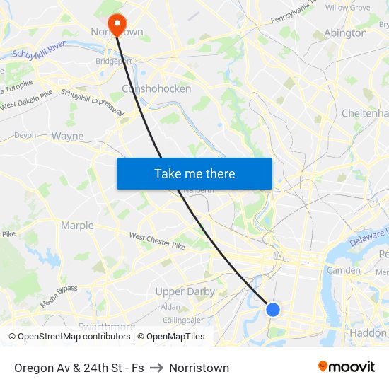 Oregon Av & 24th St - Fs to Norristown map