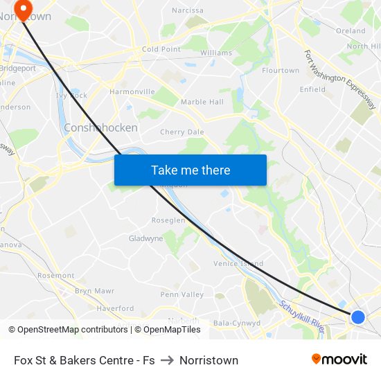 Fox St & Bakers Centre - Fs to Norristown map