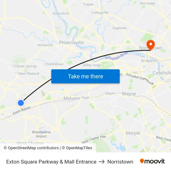 Exton Square Parkway & Mall Entrance to Norristown map