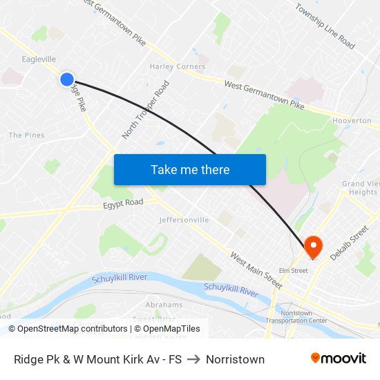 Ridge Pk & W Mount Kirk Av - FS to Norristown map