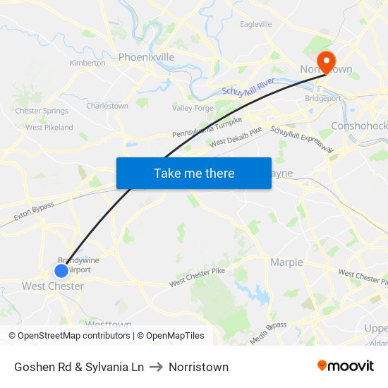 Goshen Rd & Sylvania Ln to Norristown map