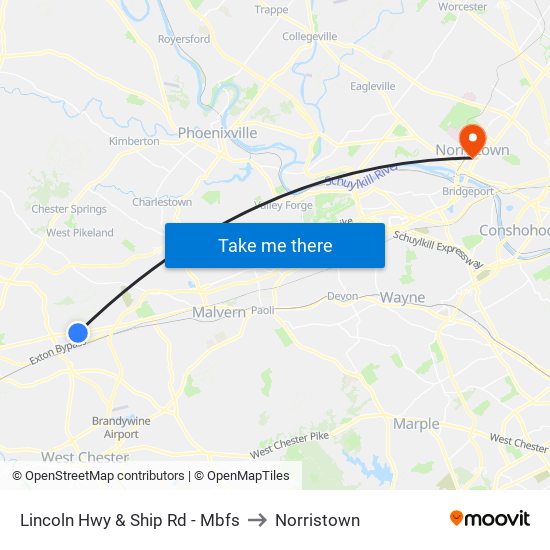 Lincoln Hwy & Ship Rd - Mbfs to Norristown map