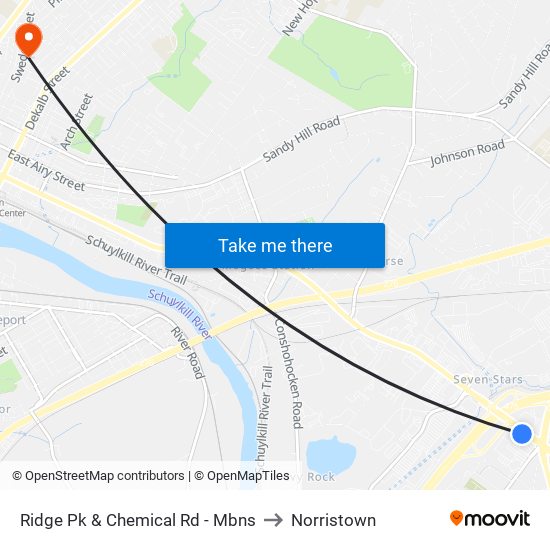 Ridge Pk & Chemical Rd - Mbns to Norristown map