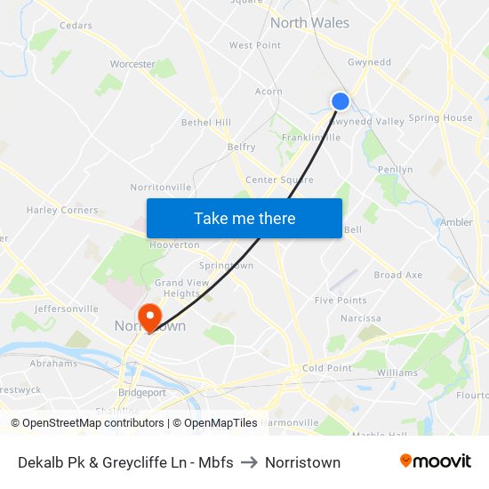 Dekalb Pk & Greycliffe Ln - Mbfs to Norristown map