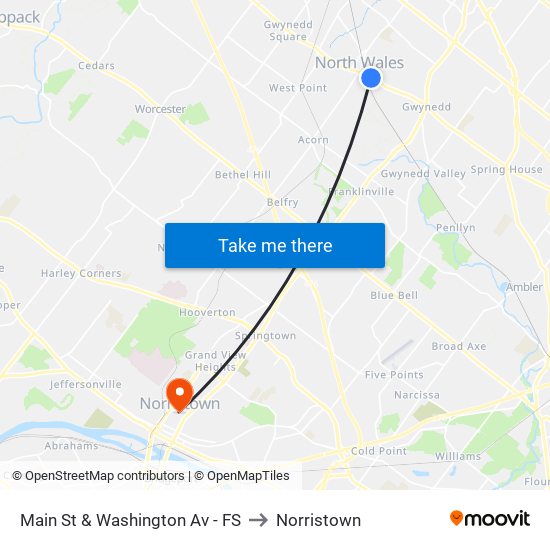 Main St & Washington Av - FS to Norristown map