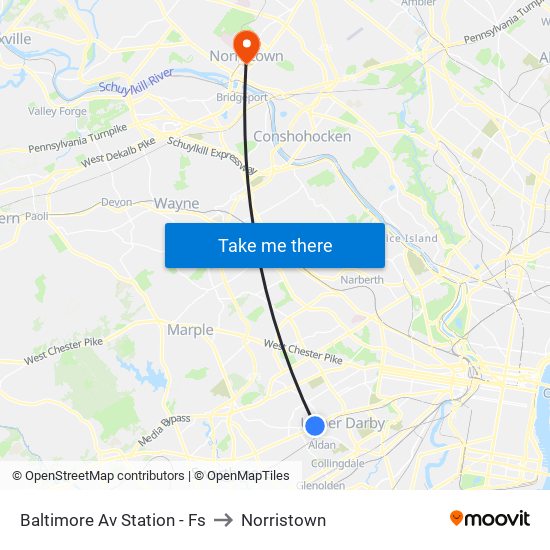 Baltimore Av Station - Fs to Norristown map