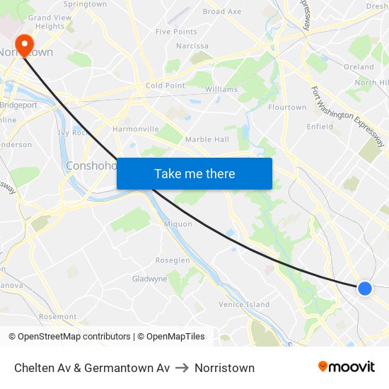 Chelten Av & Germantown Av to Norristown map
