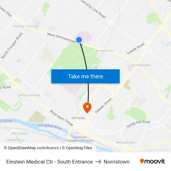 Einstein Medical Ctr - South Entrance to Norristown map