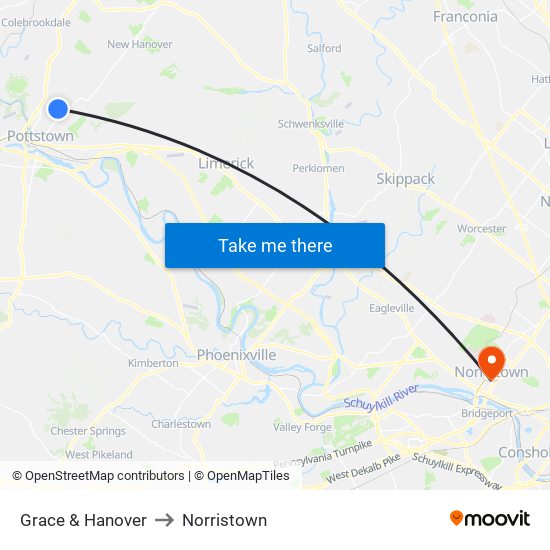 Grace & Hanover to Norristown map