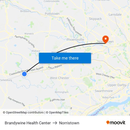 Brandywine Health Center to Norristown map