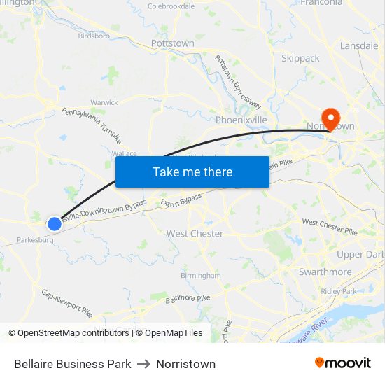 Bellaire Business Park to Norristown map