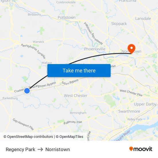 Regency Park to Norristown map