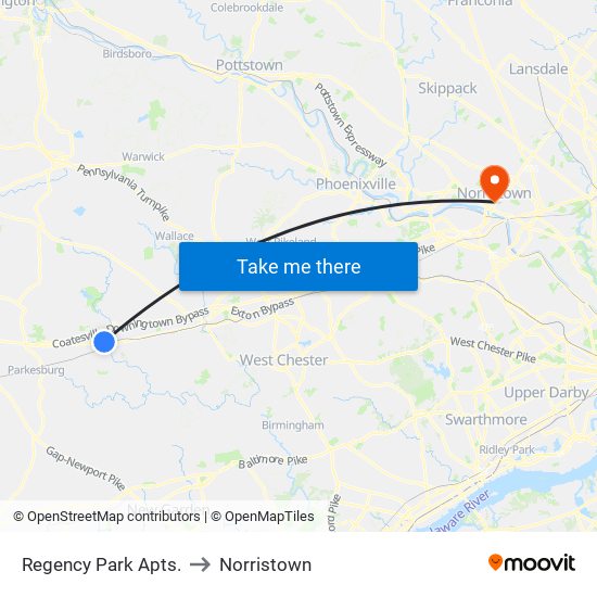Regency Park Apts. to Norristown map