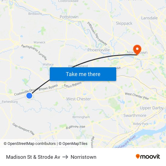 Madison St & Strode Av to Norristown map