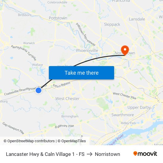 Lancaster Hwy & Caln Village 1 - FS to Norristown map
