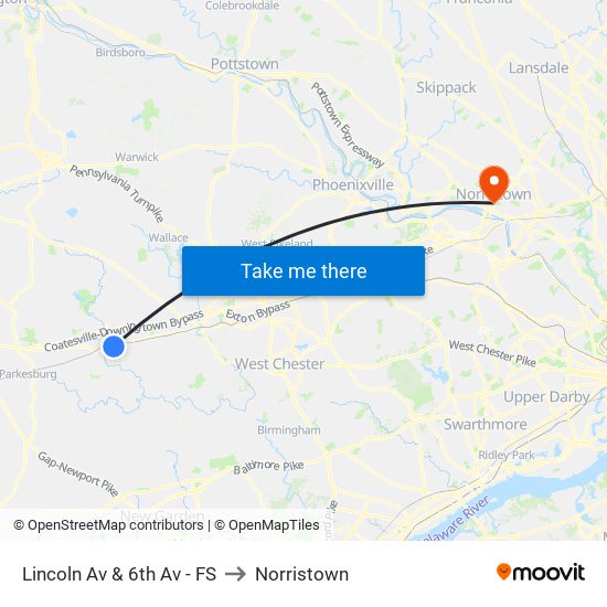 Lincoln Av & 6th Av - FS to Norristown map