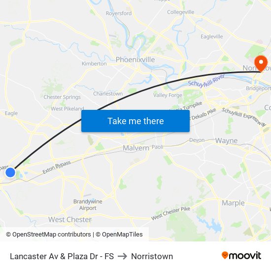 Lancaster Av & Plaza Dr - FS to Norristown map
