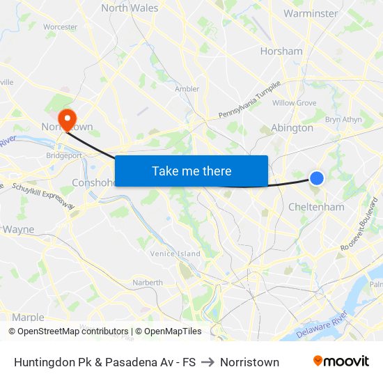 Huntingdon Pk & Pasadena Av - FS to Norristown map