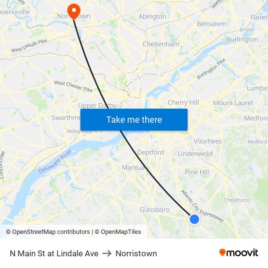 N Main St at Lindale Ave to Norristown map