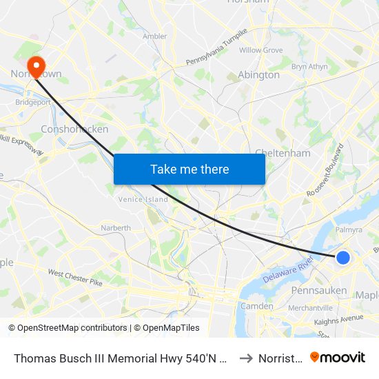 Thomas Busch III Memorial Hwy 540'N Of National H# to Norristown map