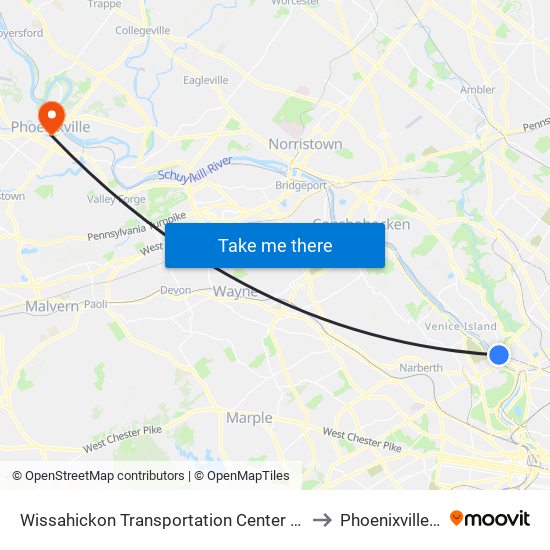 Wissahickon Transportation Center - Onsite to Phoenixville, PA map