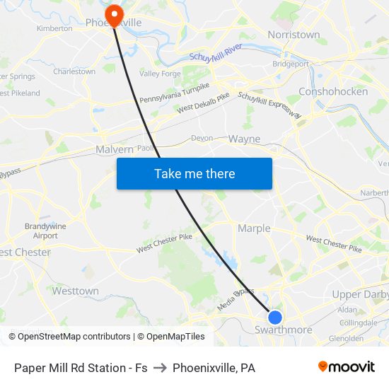 Paper Mill Rd Station - Fs to Phoenixville, PA map