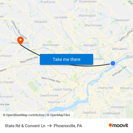 State Rd & Convent Ln to Phoenixville, PA map