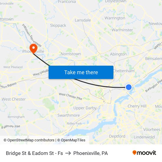 Bridge St & Eadom St - Fs to Phoenixville, PA map