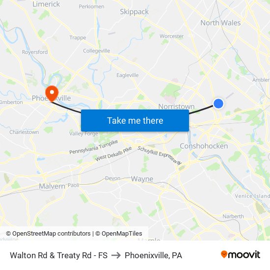 Walton Rd & Treaty Rd - FS to Phoenixville, PA map