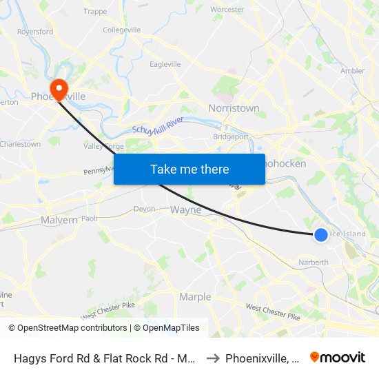 Hagys Ford Rd & Flat Rock Rd - Mbfs to Phoenixville, PA map