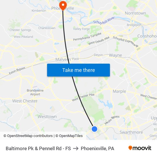 Baltimore Pk & Pennell Rd - FS to Phoenixville, PA map