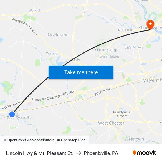 Lincoln Hwy & Mt. Pleasant St. to Phoenixville, PA map