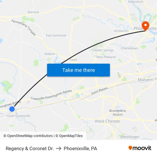 Regency & Coronet Dr. to Phoenixville, PA map